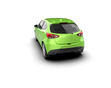 yeşil modern araba - arka görünüm - gri arka planda izole