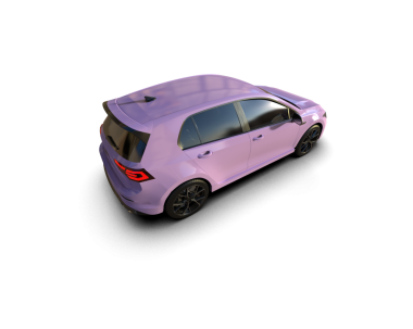 Gri arka planda pembe bir arabanın 3 boyutlu görüntüsü.