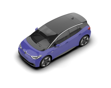 Mavi arka planı olan gerçekçi bir araba. 3d oluşturma