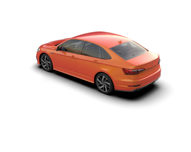 Beyaz arka planda turuncu, modern bir araba. 3d oluşturma