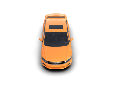 turuncu araba beyaz arka planda izole edildi. 3 boyutlu görüntüleme