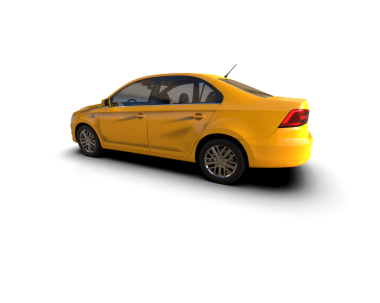 Modern şehir arabası beyaz arka planda yansımayla izole edilmiş. 3d oluşturma