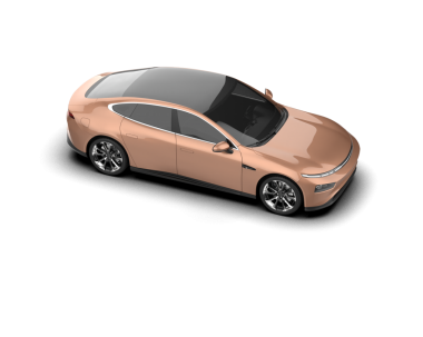 Beyaz arkaplandaki bir arabanın 3 boyutlu canlandırması