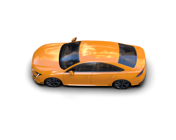 turuncu araba. Araba beyaz arka planda izole edilmiş. kenar - görünüm