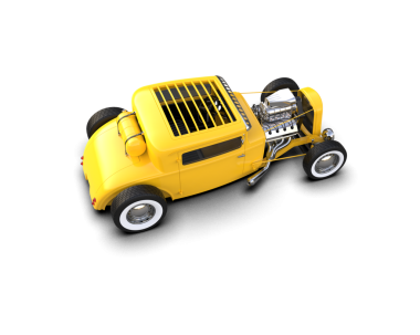 Beyaz arka planda izole edilmiş sarı vintage bir kamyon. 3d oluşturma