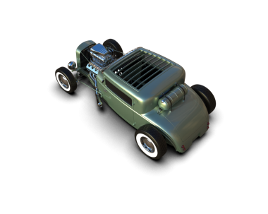 Beyaz arka planda yeşil bir kamyonun 3 boyutlu görüntüsü, 3 boyutlu.