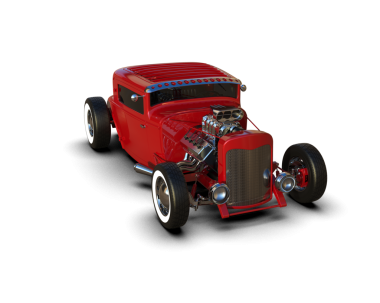 Siyah arkaplanda izole edilmiş klasik kırmızı klasik araba