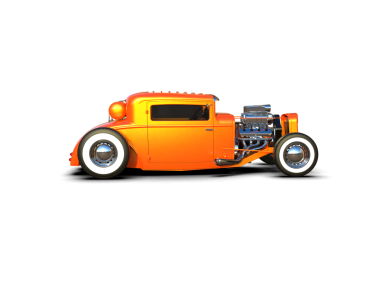 turuncu antika araba beyaz arka planda izole edilmiş.