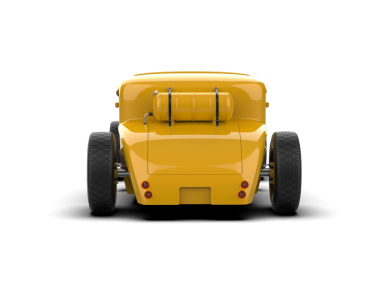 Sarı renkli araba beyaz arka planda izole edilmiş. 3d oluşturma