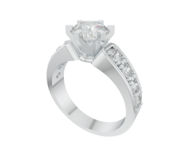 Elmas yüzüklü. Mücevher. 3d oluşturma