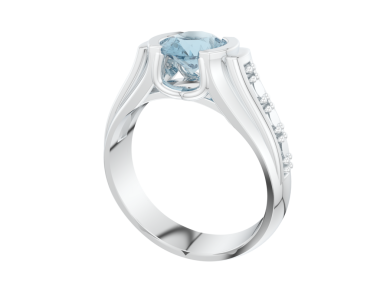 Elmaslı beyaz bir yüzüğün üç boyutlu resmi.