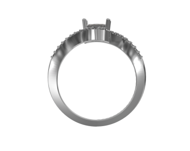 Elmaslı gümüş bir yüzük. Beyaz arka planda izole edilmiş. 3d oluşturma