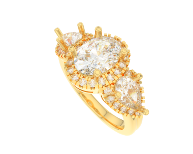 Siyah arkaplanda 3 boyutlu altın nişan yüzüğü.