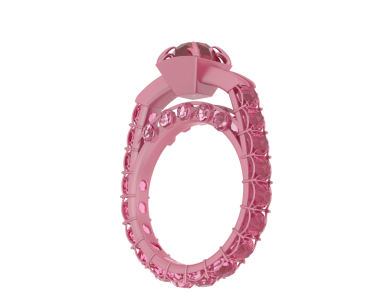 Pembe dekoratif bir zincirin beyaz arka planda izole edilmiş bir halkası var.