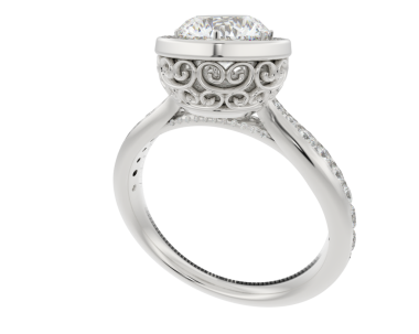 Siyah sırtında beyaz elmaslar olan elmas yüzük