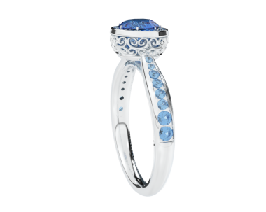 Beyaz arkaplanda izole edilmiş elmas yüzük 3 boyutlu.