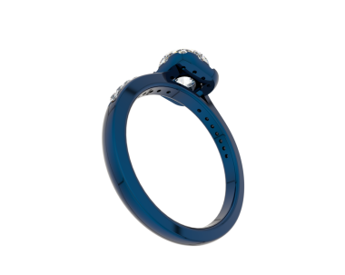 Siyah arkaplanda elmas izole edilmiş mavi alyans