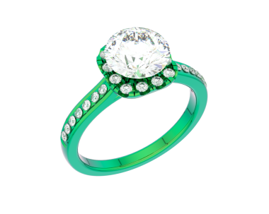 Beyaz arkaplanda elmas yüzük izole edildi