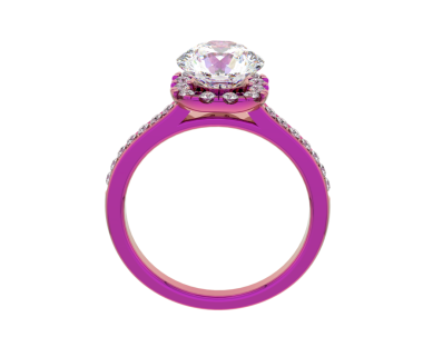 3D illüstrasyon kesme yolu ile elmas gül altın yüzük