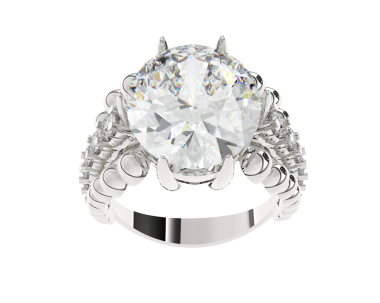 Gümüş yüzük ve beyaz elmas.