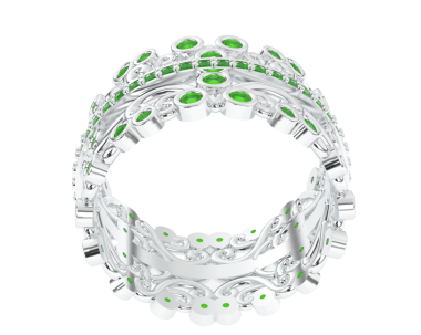 İzole edilmiş yeşil cam halkanın beyaz arka planda 3 boyutlu görüntülenmesi