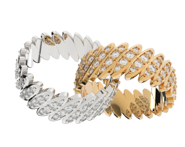 beyaz zemin üzerine Pırlantalı altın bilezik