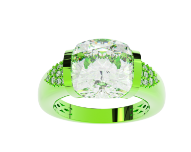 Yeşil kristalleri ve elmasları olan mücevherler