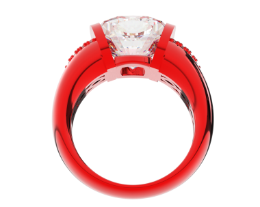 Kırmızı gül ve elmaslı alyans. 3 Boyutlu Hazırlama