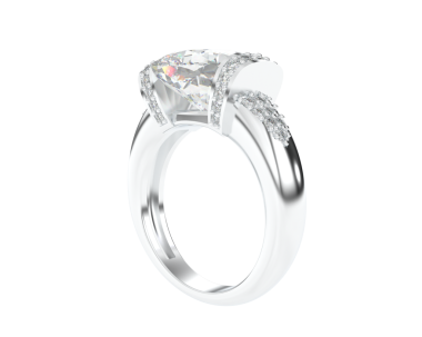 Yansımalı halka ile beyaz arkaplanda izole edilmiş 3d illüstrasyon