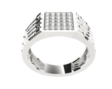 Beyaz arkaplanda elmaslarla izole edilmiş gümüş alyans