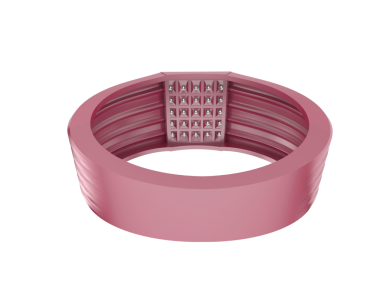 Beyaz bir arkaplanda 3 boyutlu pembe ve altın bir kurdele.