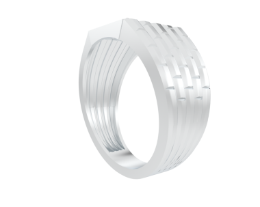 Üç boyutlu gümüş alyanslar beyaza takılıyor.