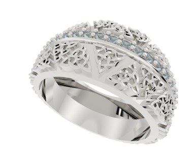 Elmaslı gümüş alyans. 3d oluşturma