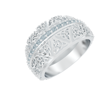 Elmas nikah yüzüğü ve siyah üzerine izole elmaslar. 3d illüstrasyon