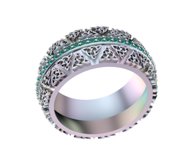 Elmaslı gümüş yüzük. izole edilmiş 3d