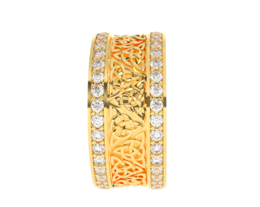 Yüzük şeklinde altın bir yüzük ve siyah bir arkaplan..