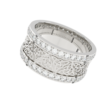 Elmas yüzük beyazda izole edilmiş. 3d illüstrasyon