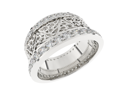 Siyah arkaplanda elmaslar olan elmas nikah yüzüğü.