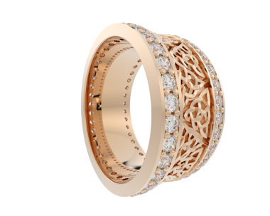 Altın süslemeli alyans. 3d illüstrasyon.