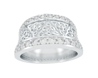 Gümüş elmas yüzük beyaz arkaplanda izole