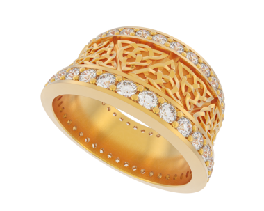 Siyah arkaplandaki elmas yüzükle. yüksek kaliteli 3d illüstrasyon.