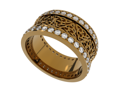 Siyah arkaplanda 3 boyutlu bir altın yüzük.