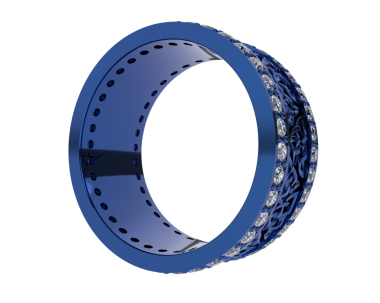 Siyah arka planda izole edilmiş mavi deri bir bileziğin 3 boyutlu görüntüsü.