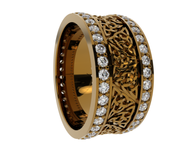 Elmaslı altın yüzük. Siyah arkaplanda izole edilmiş.