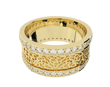 Beyaz arkaplanda elmaslar olan altın mücevherler.