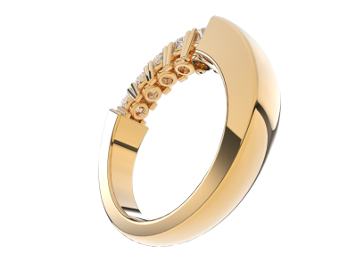 Dekoratif süslemeli 3 boyutlu altın yüzük.