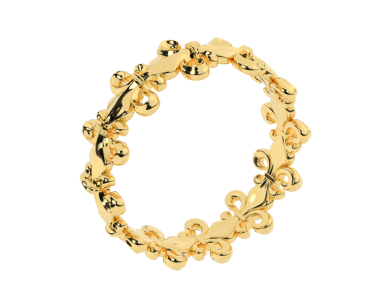 Siyah arka planda çiçekli altın zincir.