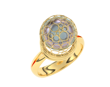 Beyaz arka planda dekoratif süslemeleri olan 3 boyutlu altın yumurta çizimi