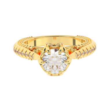 Beyaz arkaplanda elmaslarla izole edilmiş altın yüzük. 3d illüstrasyon