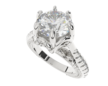 Elmaslı gümüş yüzük. 3d oluşturma